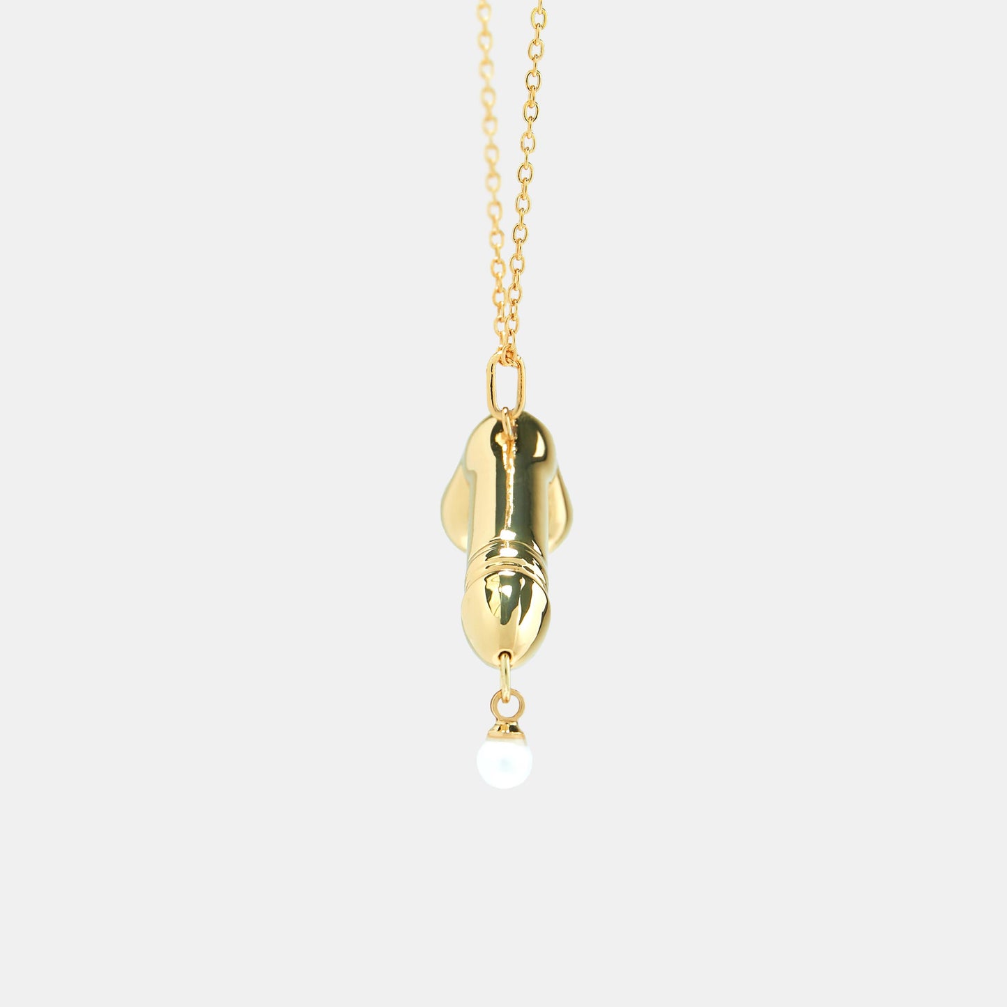 Pearl Drip Dick Pendant Necklace - Gold