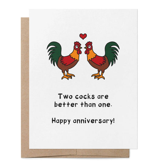 Greeting Card - Two Cocks are Better Than One