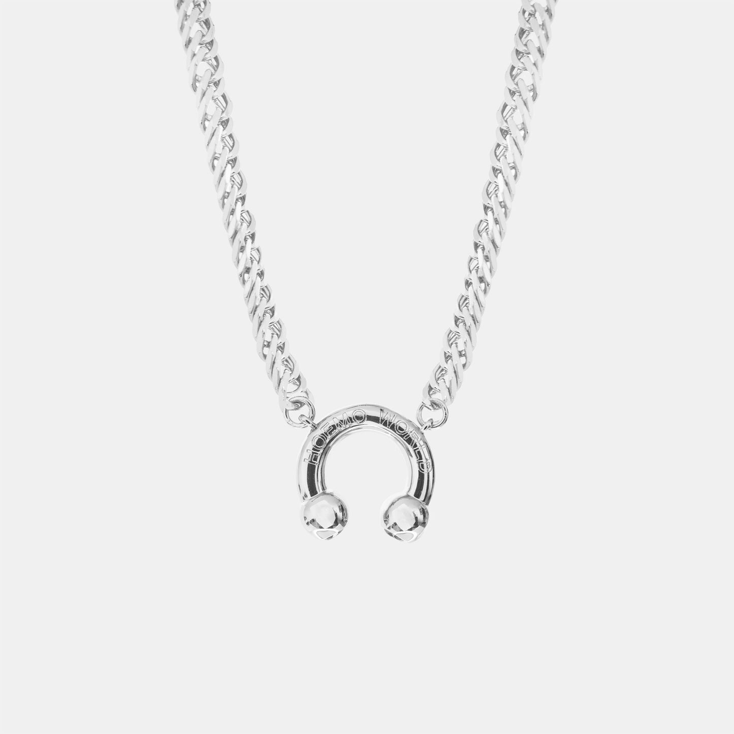 Prince Albert Pendant Chunky Necklace - Silver