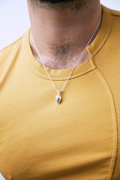 Butt Plug Pendant Necklace - Silver